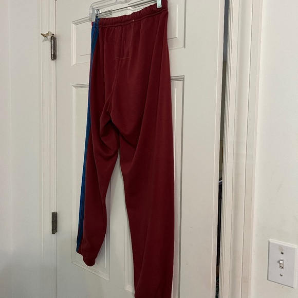Aviator Nation 5 Stripe Burgundy Sweatpants Size M - Picture 12 of 13